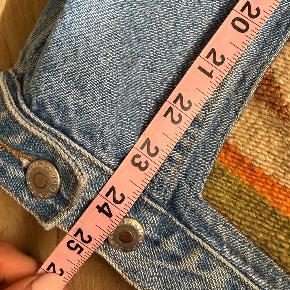 Vintage 90s Denim Jean Trucker Jacket with Western Aztec Tribal Design - Picture 11 of 12